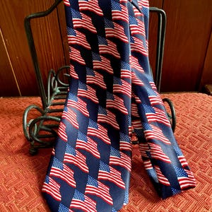 Vintage American Flag Necktie - Rene Chagal - Patriotic Novelty Tie