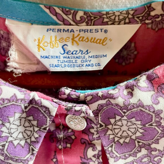 Vintage Mod Housecoat Dress | 1960s Sears Koffee … - image 10