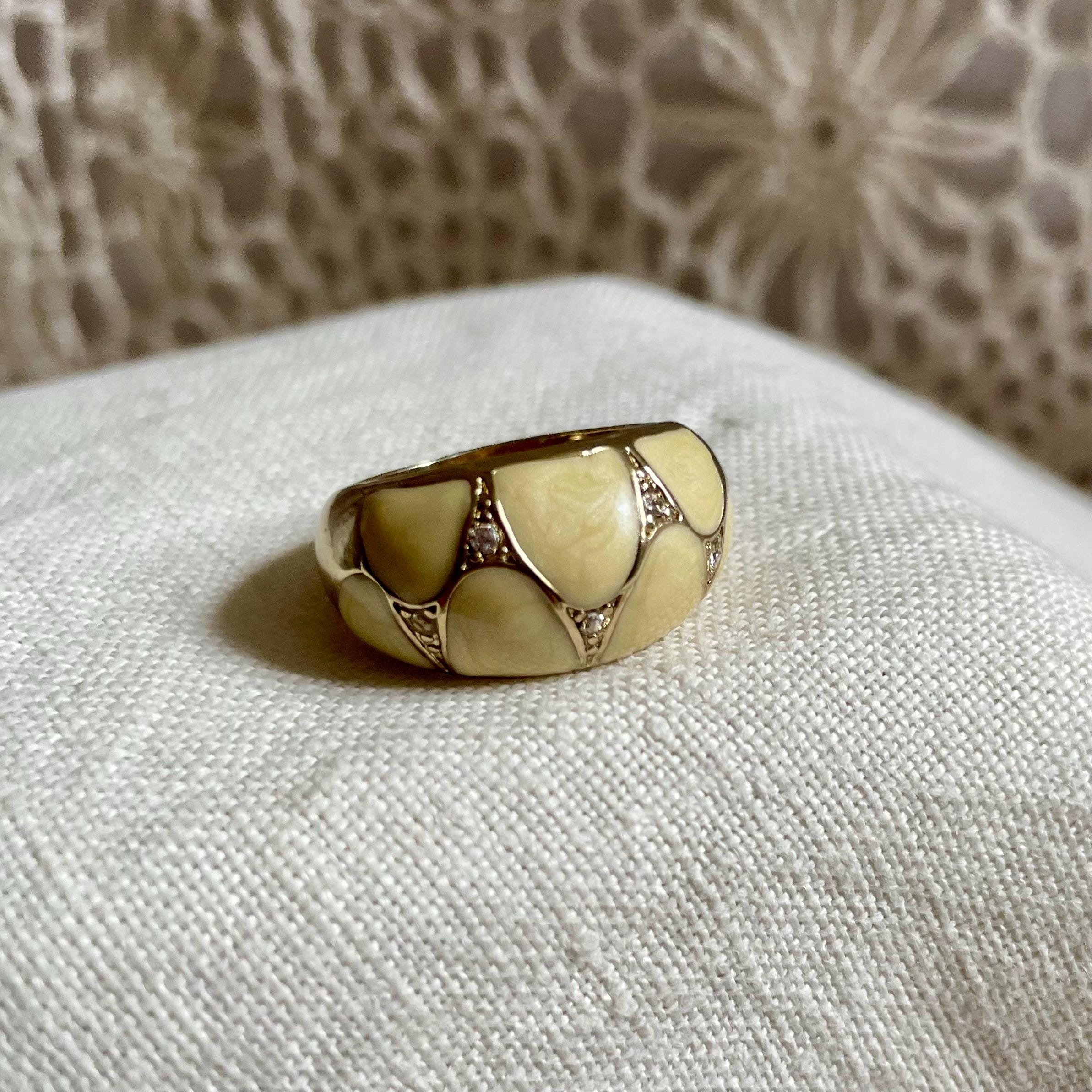 Enamel Dome Ring - Etsy
