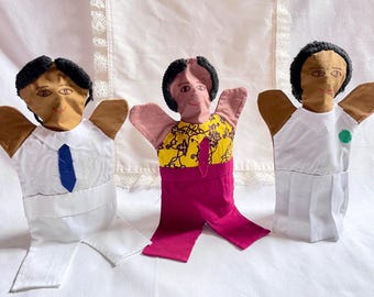 Hand Puppets Set of 3, Cloth Puppet Family, Waldorf Storytelling Puppets