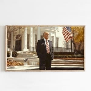 Trump in the White House Frame TV art, fond d'écran de veille de télévision Samsung, Moody Donald Trump peinture téléchargement numérique fichier TV214