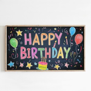 Geburtstag Bilderrahmen TV Art, TV Frame Happy Birthday Party Klasse Tafel, Samsung Rahmen für das Fernsehen, Bildschirmschoner TV Datei TV96