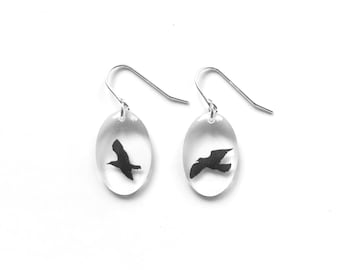 Small Oval Bird Earrings