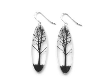 Tall Oval City Tree Earrings