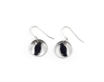 Round Crow Earrings