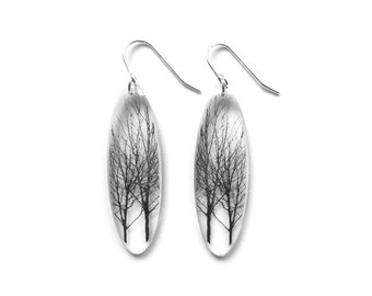 Tall Oval Tree Earrings