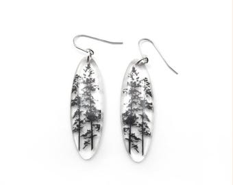 Tall Oval Forest Earrings