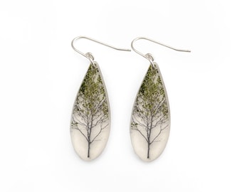 Drip Green Tree Earrings
