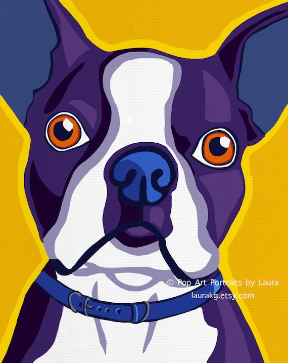 Pop Art Boston Terrier Dog Print Of Painting Image 0
