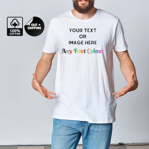 Men's Personalised T-shirt, Any Text, Any Image, Custom T-shirt, Print Front and Back, Custom Photo Tee, Customise Your Own Men's Shirt