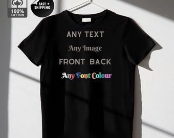 Personalized 100% Cotton T-Shirt, Custom Text & Image