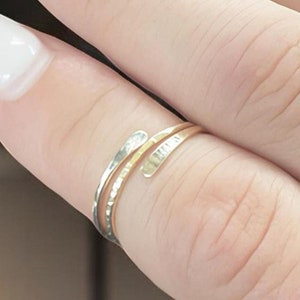 Sterling Silver Knuckle Ring for Women/Gold/Silver Knuckle Ring/Double Knuckle Ring/Double Stack Hammered & Polished Ring/Adjustable Ring