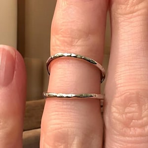 Sterling Silver Double Knuckle Ring for Women/Gold/Silver Knuckle Ring/Statement Ring/Double Stack Hammered & Polished Ring/Boho Ring