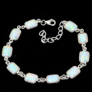 Handmade Ethiopian Opal Bracelet, Rectangular Link Boho Jewelry