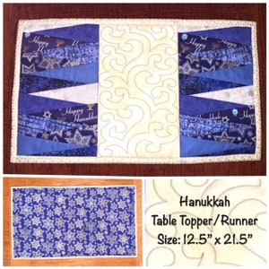 Hanukkah Table Runner, Centerpiece - Embroidered/Quilted
