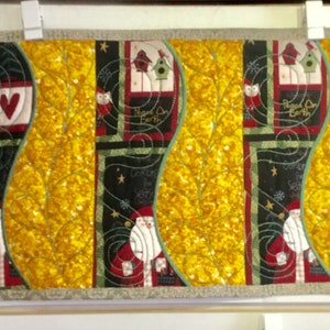 Christmas Table Runner, Quilted, Embroidered