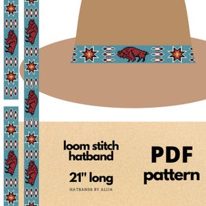 Buffalo Totem Hat Band Pattern: Loom Stitch, 21 Inch (PDF Pattern)
