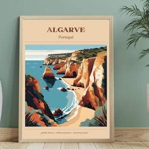 Algarve Poster Set Portugal Travel Print Nature Wall Art Portugal Vacation Decoration Algarve Gift Retro Travel Art