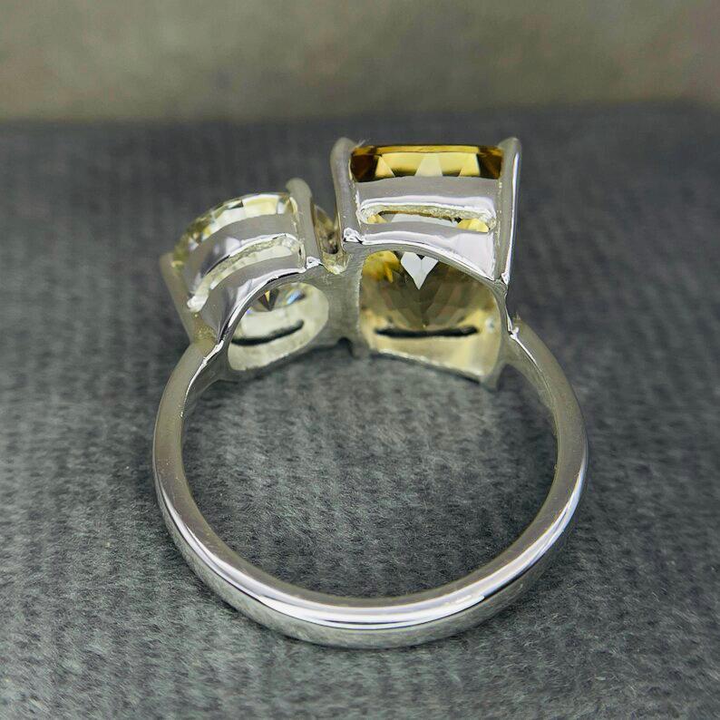 Silver Beryl Rings 6.60 Ct’s , Amazing Natural Beryl Ring , Cushion Cut Ring , Mossanite ...