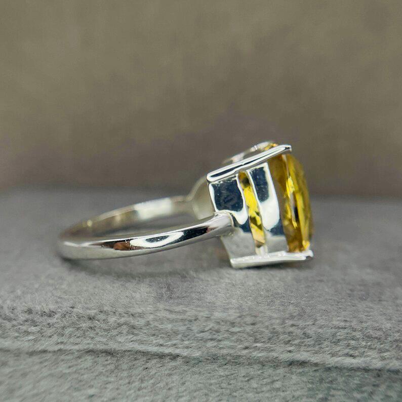 Silver Beryl Rings 6.60 Ct’s , Amazing Natural Beryl Ring , Cushion Cut Ring , Mossanite ...