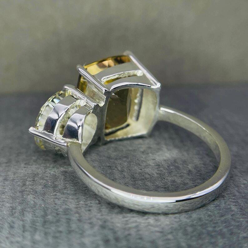 Silver Beryl Rings 6.60 Ct’s , Amazing Natural Beryl Ring , Cushion Cut Ring , Mossanite ...