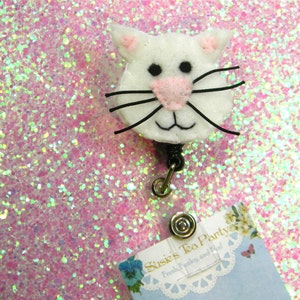 Kitty Cat Felt Badge Reel - Retractable ID Reel