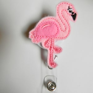 Flamingo Badge Reel - Felt Badge Reel - ID Badge Reel - Retractable Badge Reel - Retractable ID Reel - Nurse Gift