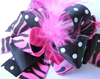 Zebra Hair bow Over the Top Bow