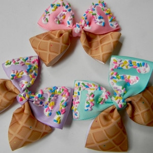 Ice Cream Sprinkle Hair Bow: Birthday Cake Confetti Bow (4 inch)