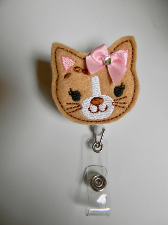 Kitty Cat Badge Reel Felt Badge Reel ID Badge Reel Retractable