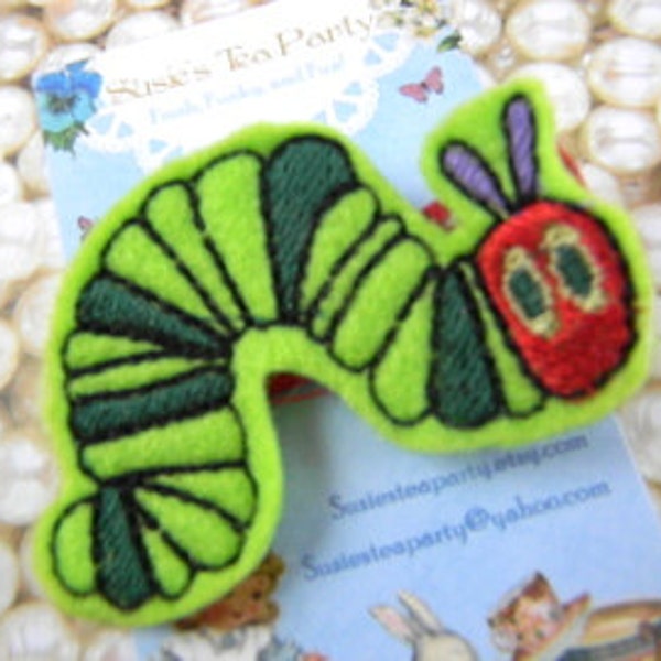 Felt Caterpillar Hair Clip-Baby Hair Clip-Green Caterpillar Hair Clip-Toddler HairClip-Felt Hair Clip-Feltie Hair Clip