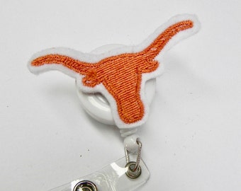 Longhorn Badge Reel - Felt Badge Reel - ID Badge Reel - Retractable Badge Reel - Retractable ID Reel - Nurse Gift