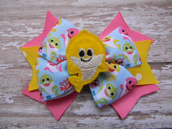 baby shark hair bows