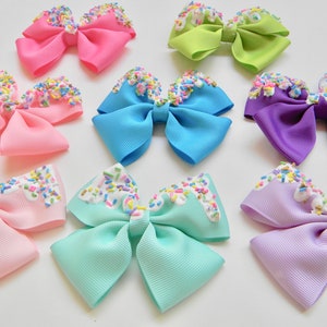 Ice Cream Hair Bow-Ice Cream with Sprinkle bow-Donut Bow-Hair Candy bow-Frosting Bow-Birthday Cake Bow- Confetti Bow