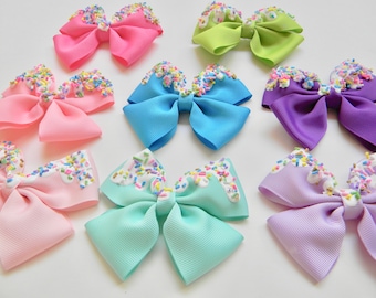 Ice Cream Sprinkle Hair Bow: Birthday Cake Confetti Bow