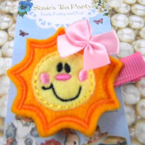 Felt Sun Clip-Baby Hair Clip- Yellow Sun Hair Clip-Toddler HairClip-Felt Hair Clip-Feltie Hair Clip