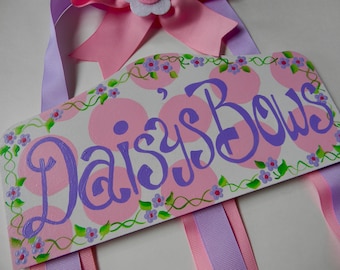 Hand Painted Hair Bow Holder-Personalized Hair Bow Holder-TuTu Bow Holder-Barrette Holder-bow organizer-bow storage