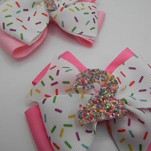 Birthday Number Bow-Ice Cream Hair Bow-Ice Cream Number with Sprinkle bow-Donut Bow-Hair Candy bow-Birthday Cake Bow- Confetti Bow