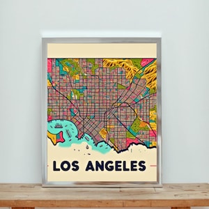 Poster mit Los Angeles Karte | Druckbare LA City Wandkunst | 18x24 ”Digitaler Download PDF | Modernes Urban Decor