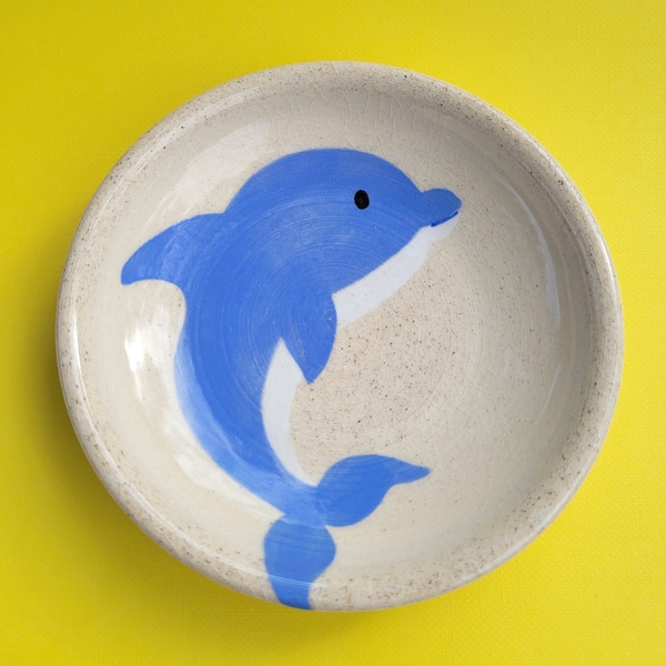 Cute Dolphin Ceramic Trinket Ring Key Dish