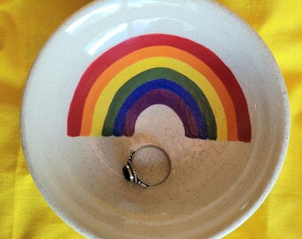 Rainbow Ceramic Trinket Ring Key Dish