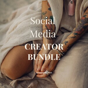 May include: A digital product bundle for social media creators, with the text "Social Media Creator Bundle" and "Instagram Edition" on a beige background.