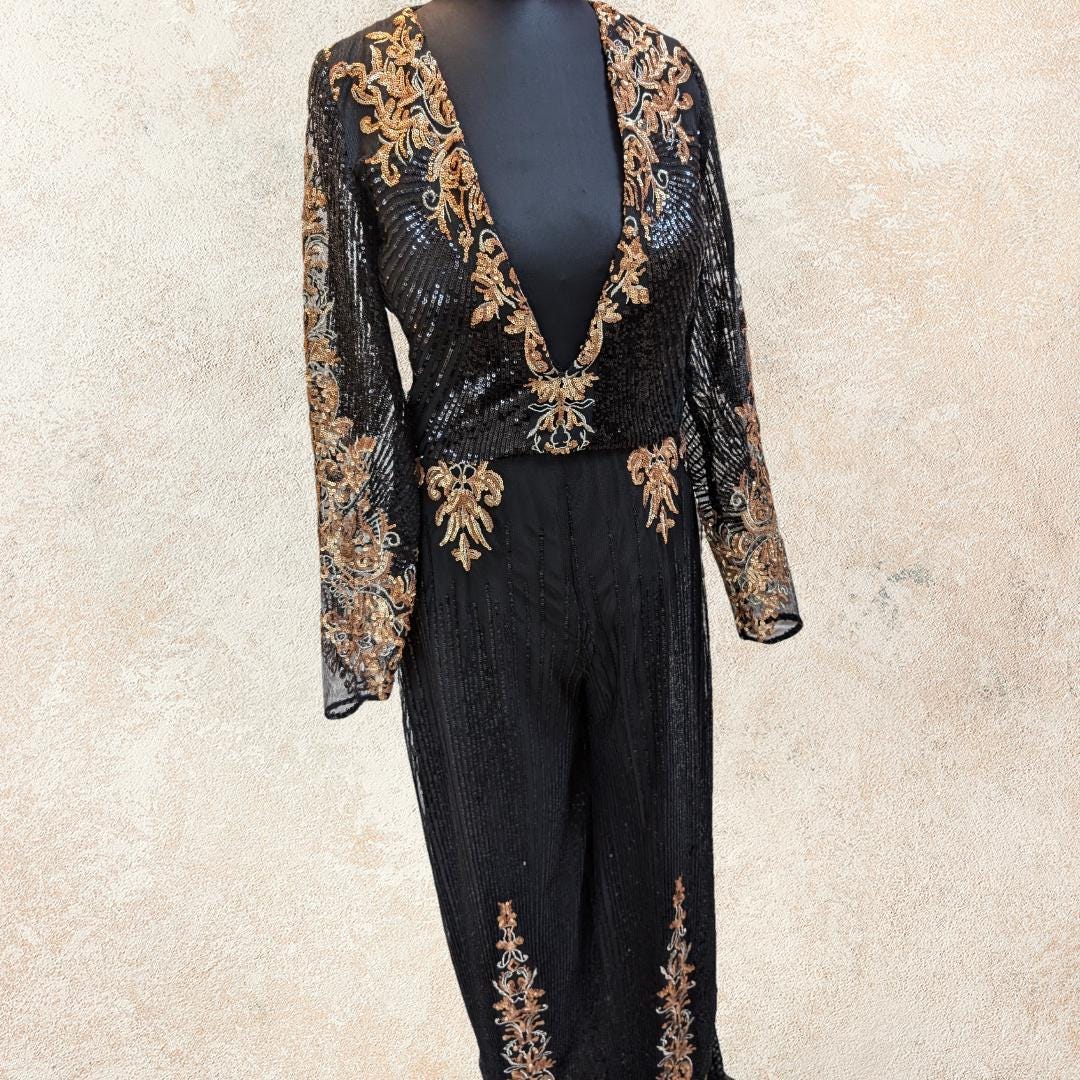 Gold black jumpsuit sale