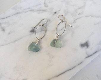 Fluorite Sterling Silver Oval Hoop Dangles