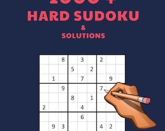 Sudoku PDF Digital Download: 1,000+ Hard Sudoku Puzzles with Solutions