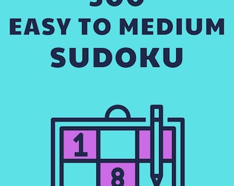Sudoku PDF Digital Download: 300 Puzzles (Easy to Medium) with Solutions