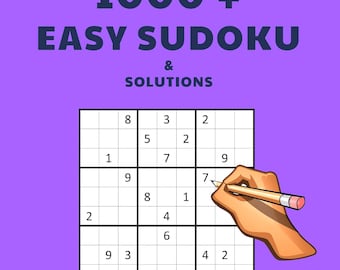 Sudoku PDF Digital Download: 1,000+ Easy Sudoku Puzzles with Solutions