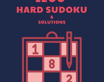 Sudoku PDF Digital Download: 1,200 Hard Sudoku Puzzles with Solutions