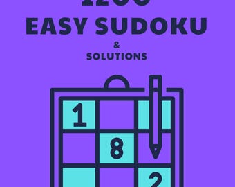 Sudoku PDF Digital Download: 1,200 Easy Sudoku Puzzles with Solutions
