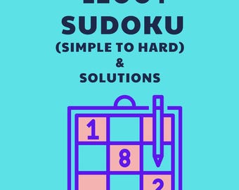 Sudoku PDF Digital Download: 1,200+ Puzzles (Simple to Hard) with Solutions